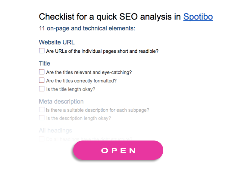 Checklist for a quick SEO analysis
